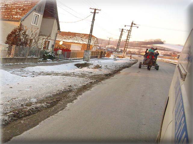 Sur la route de Medias, avec des tempratures sibriennnes, le 9 janvier