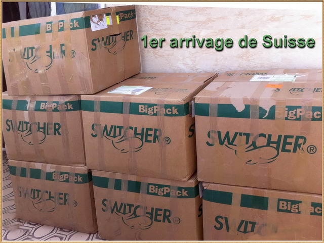 En aout, 7 gros colis de plus 10 kg sont arrivs de Suisse.