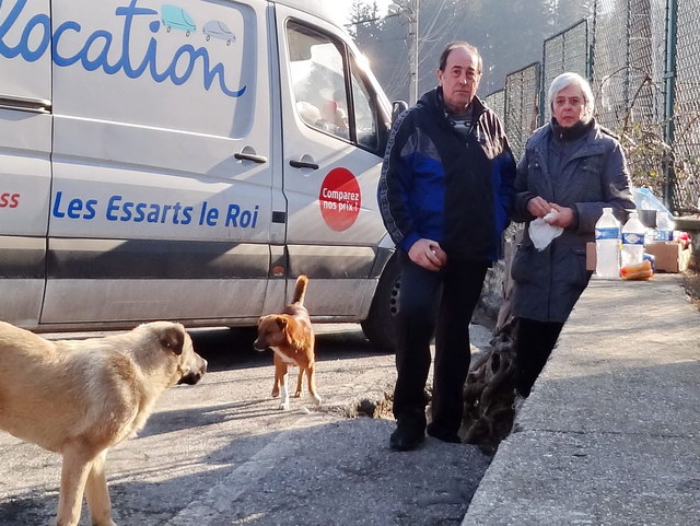 Pique-nique traditionnel devant le monastre de COZIA... des chiens errants sont toujours aussi nombreux!